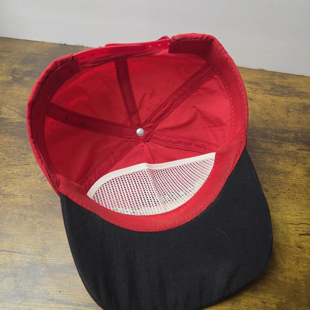 Vintage Pontiac Racing Snapback Hat Red Black Nylon Racing Cap NASCAR 90s - Picture 7 of 7